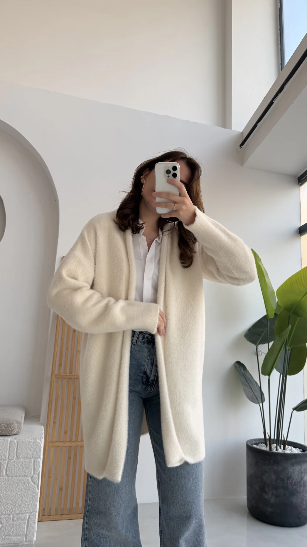 Yaka Detaylı Yumoş Hırka - Ekru - KOD:25026