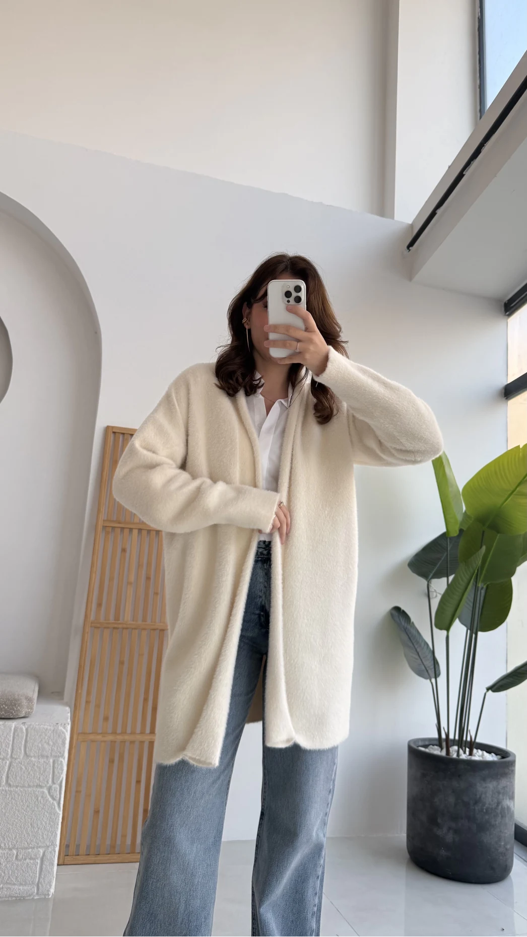 Yaka Detaylı Yumoş Hırka - Ekru - KOD:25026