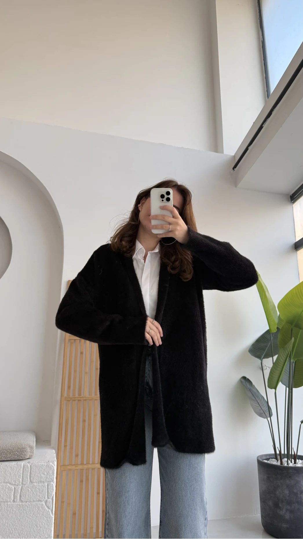 Yaka Detaylı Yumoş Hırka - Siyah - KOD:25026