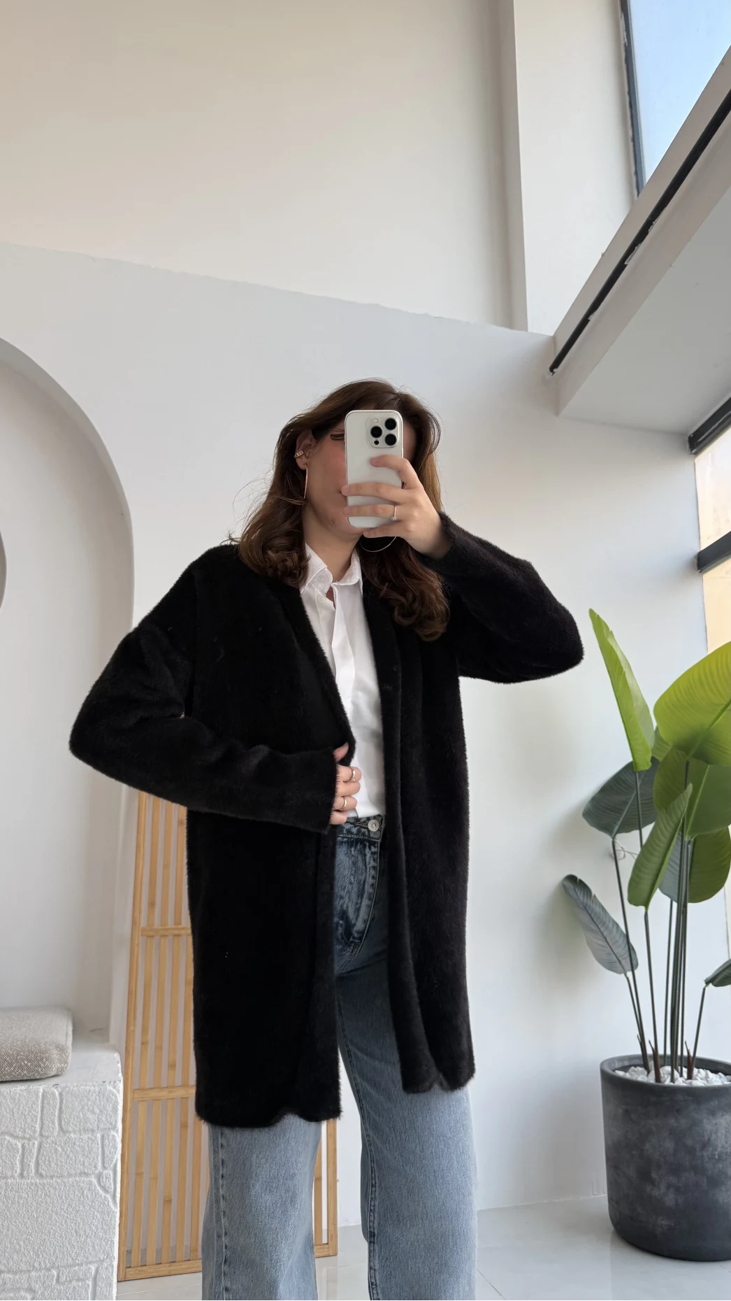 Yaka Detaylı Yumoş Hırka - Siyah - KOD:25026