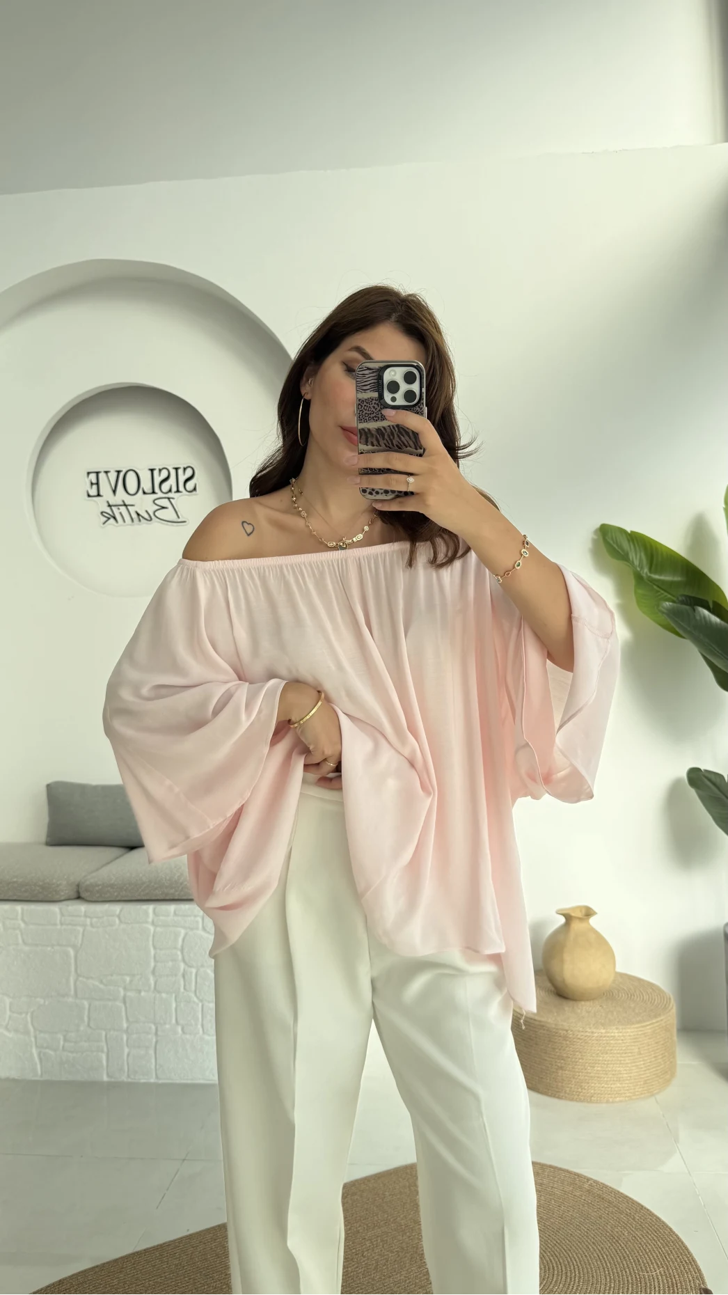 Yakası Lastikli Yarasa Kol Bluz - Şeker Pembesi - 4978