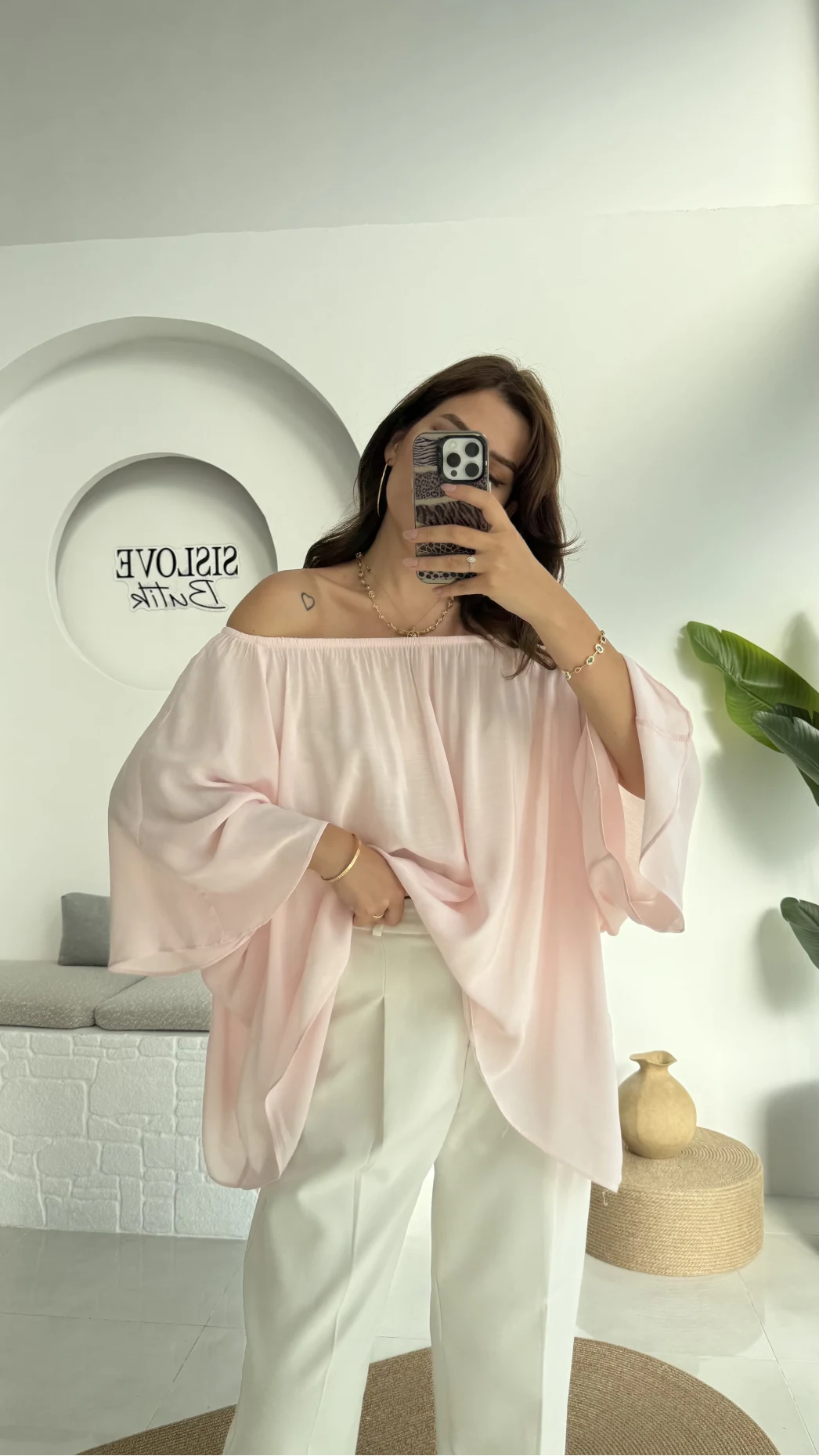 Yakası Lastikli Yarasa Kol Bluz - Şeker Pembesi - 4978