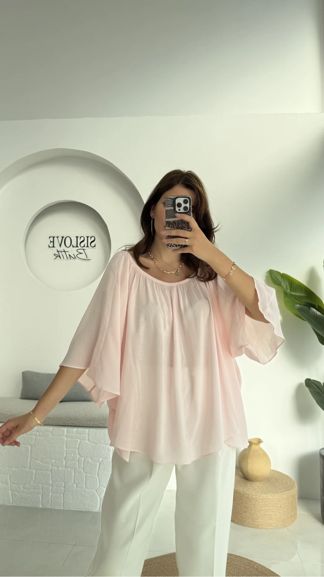 Yakası Lastikli Yarasa Kol Bluz - Şeker Pembesi - 4978