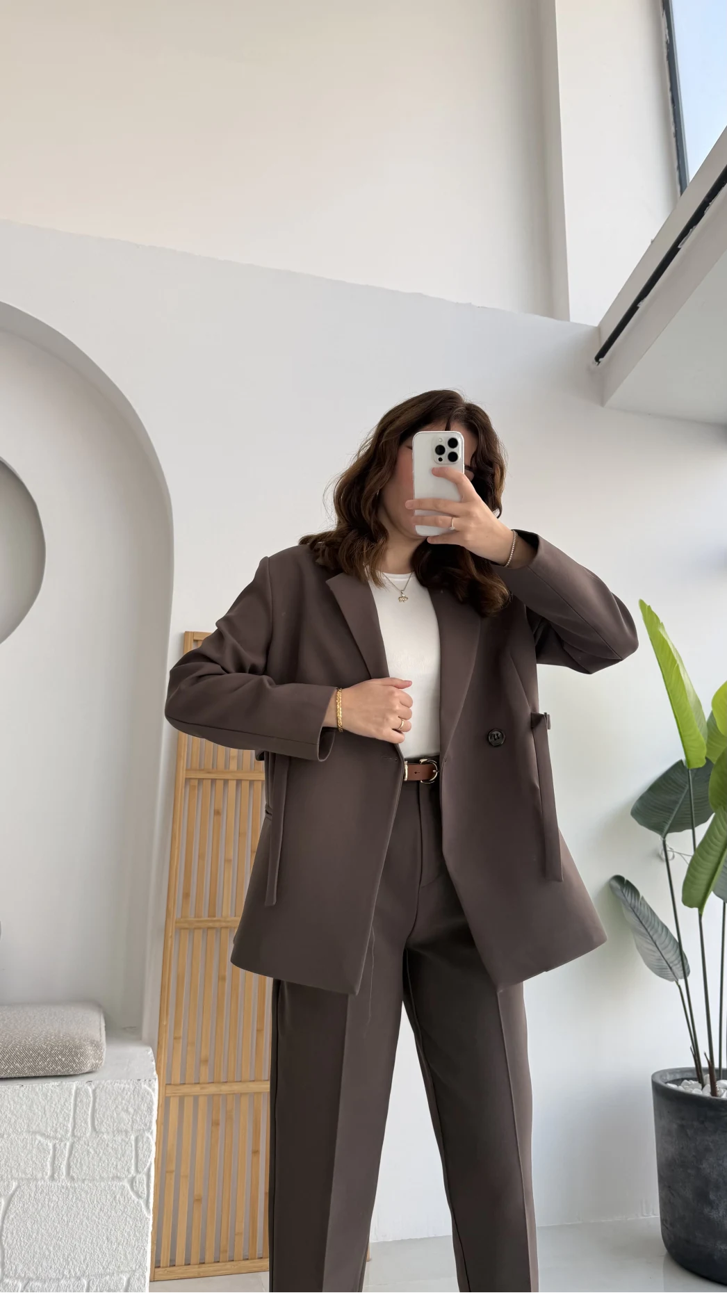 Yandan Bağlamalı Ceket - Kahverengi - KOD: 9591