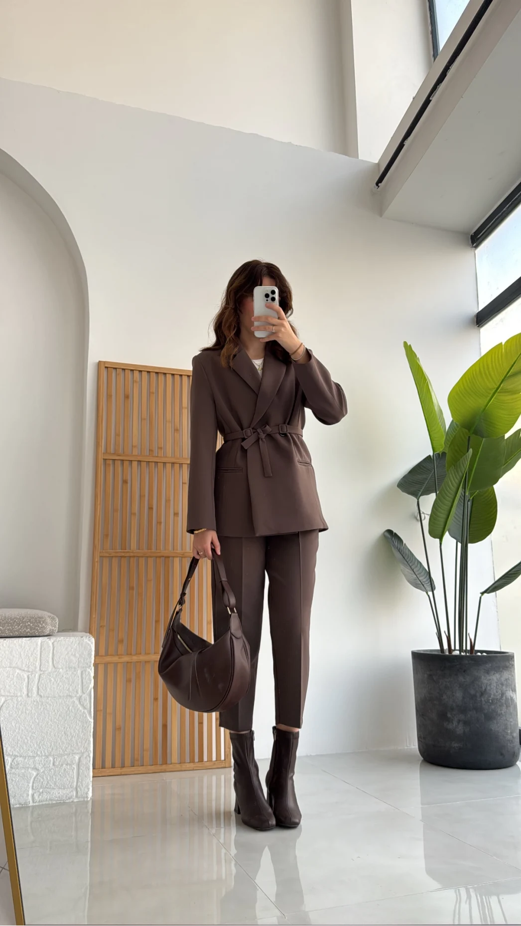 Yandan Bağlamalı Ceket - Kahverengi - KOD: 9591