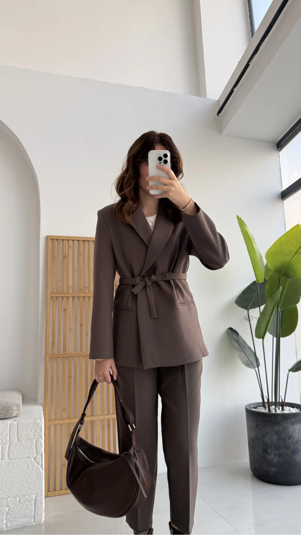 Yandan Bağlamalı Ceket - Kahverengi - KOD: 9591