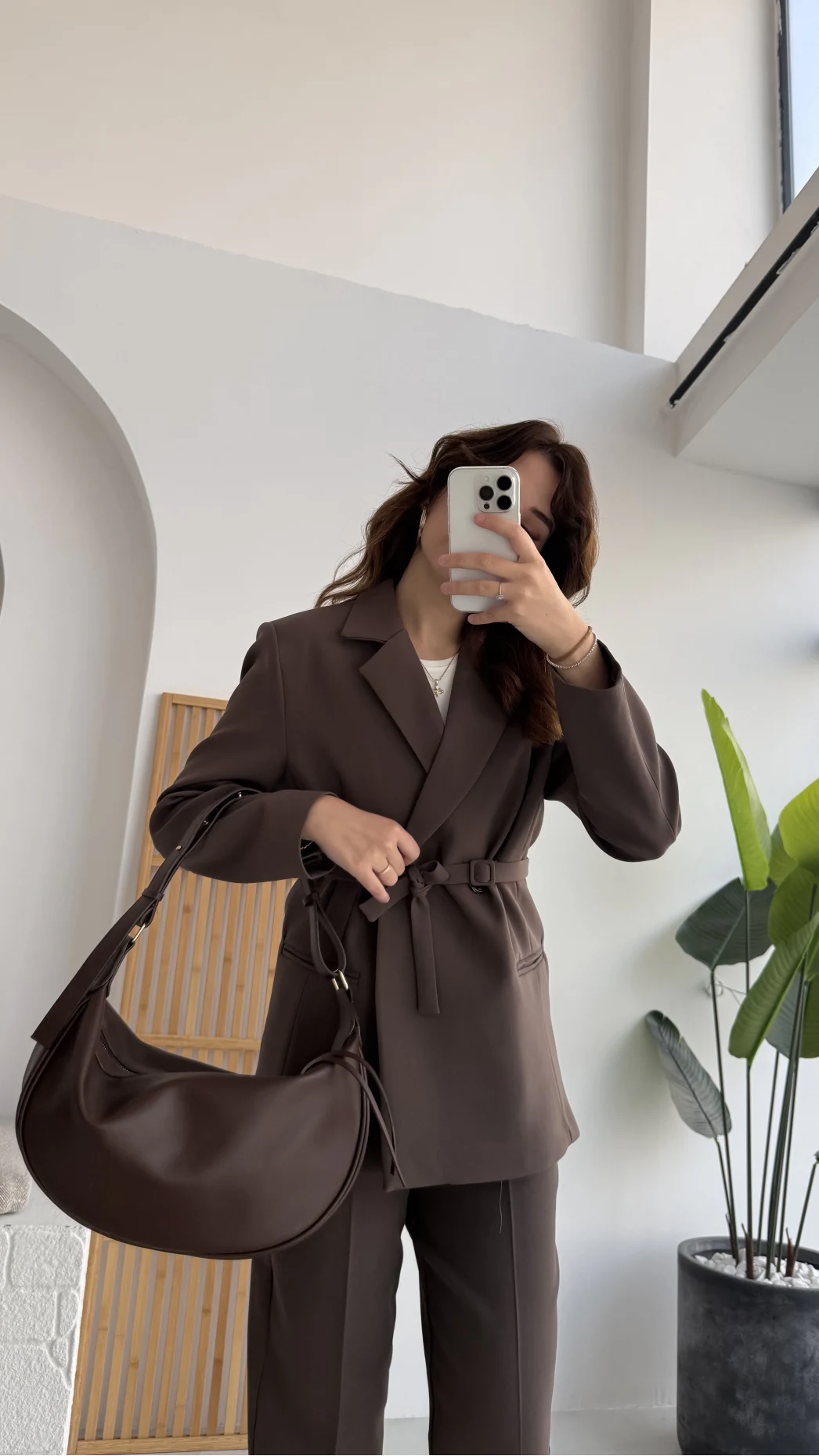 Yandan Bağlamalı Ceket - Kahverengi - KOD: 9591