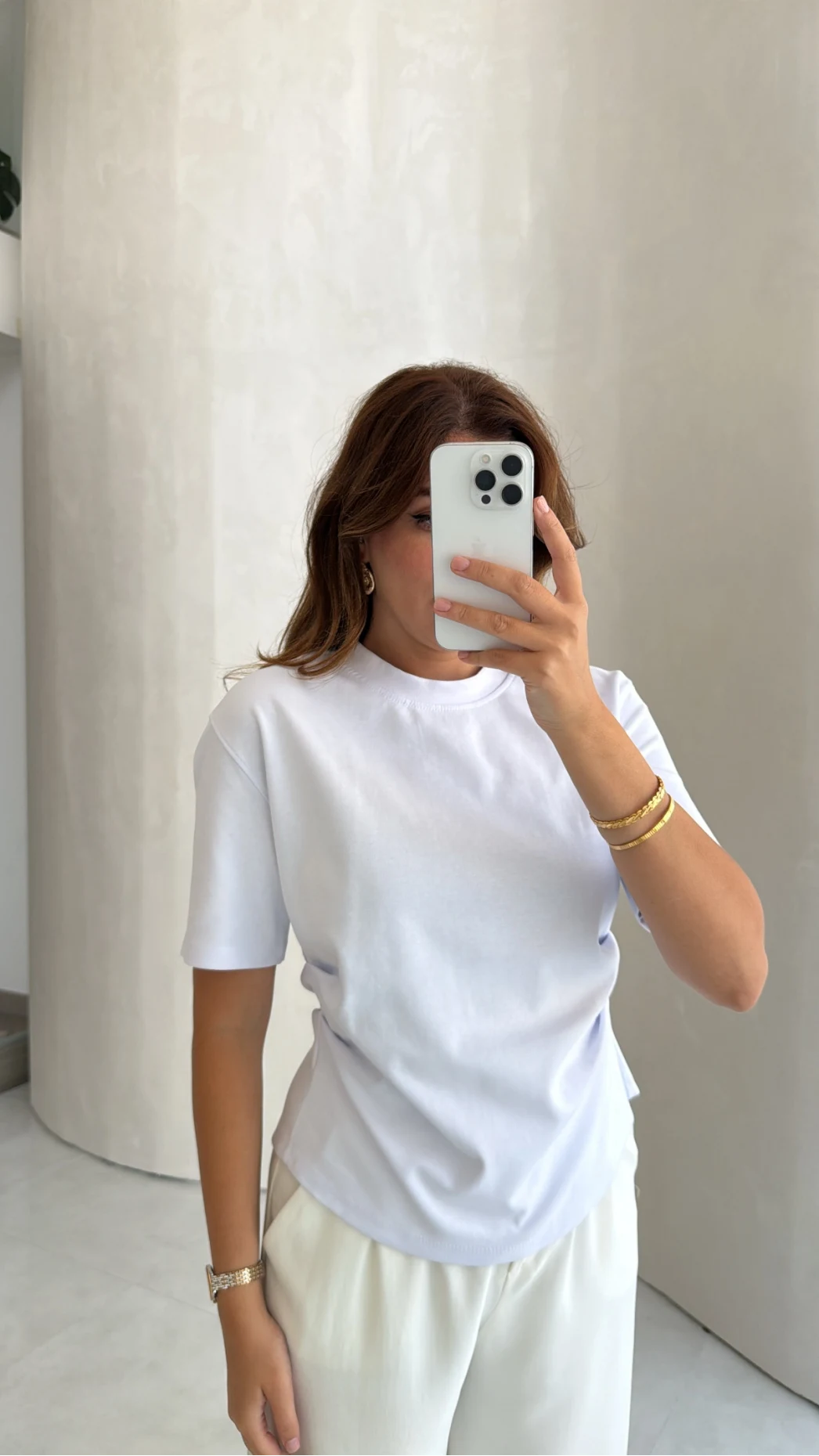 Yanı Pileli Arkası Yırtmaçlı Bluz - Beyaz - Kod: 4559