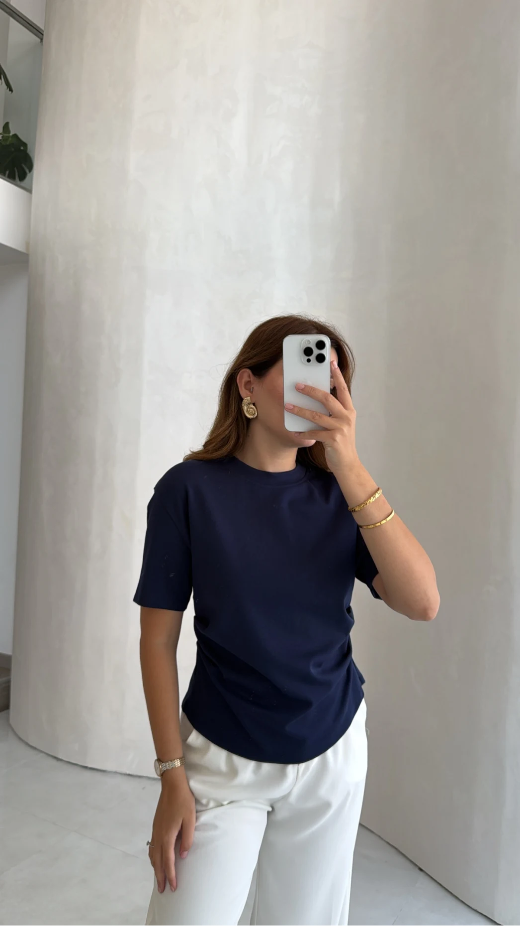 Yanı Pileli Arkası Yırtmaçlı Bluz - Lacivert - Kod: 4559