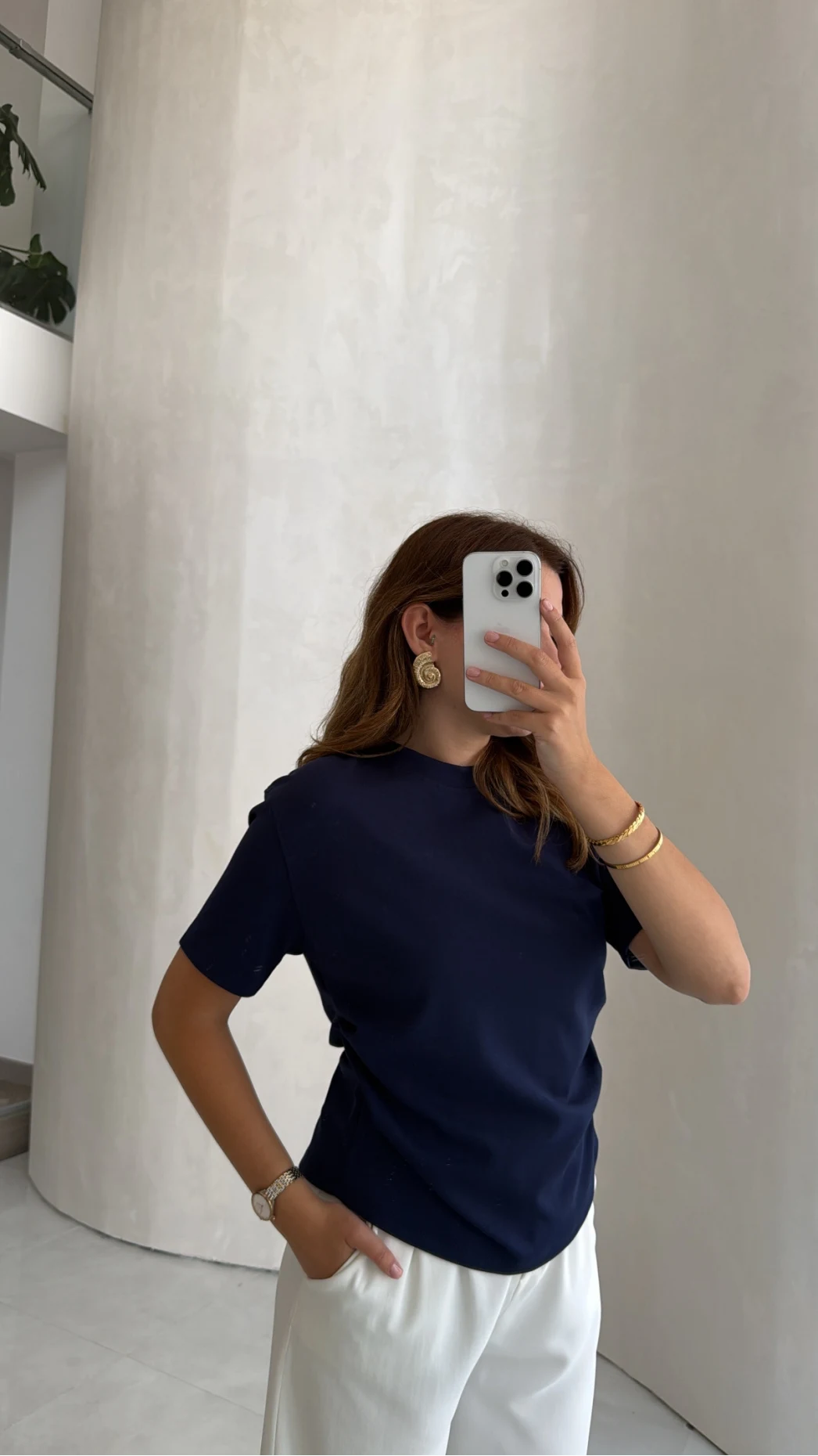 Yanı Pileli Arkası Yırtmaçlı Bluz - Lacivert - Kod: 4559