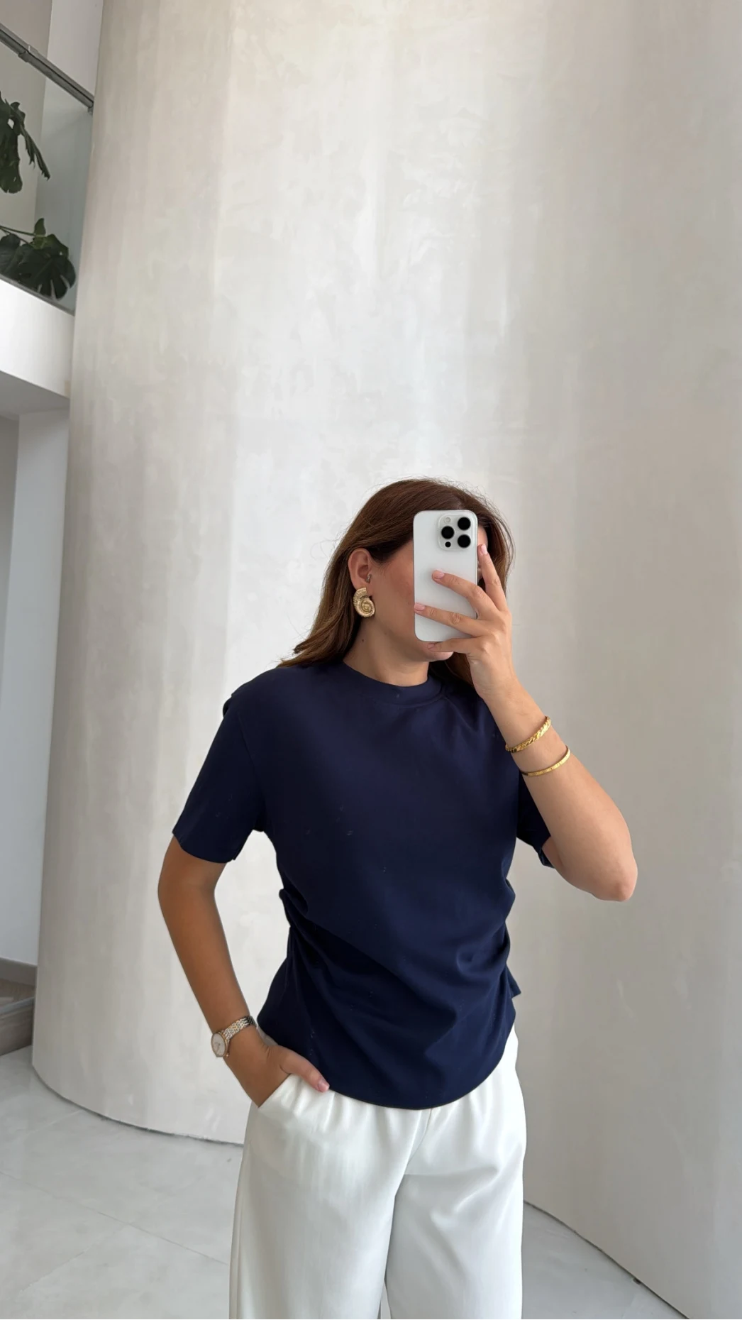 Yanı Pileli Arkası Yırtmaçlı Bluz - Lacivert - Kod: 4559