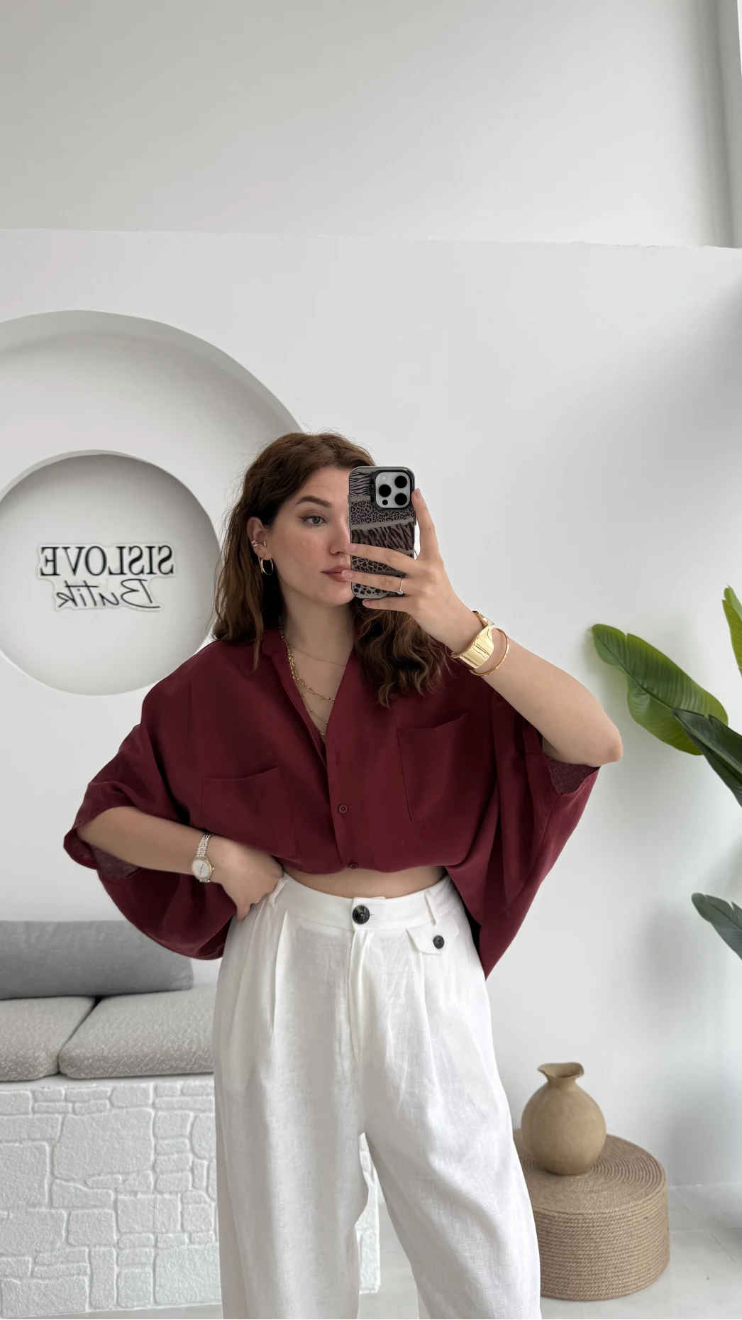 Yarasa Kol Gömlek Bordo - 2115