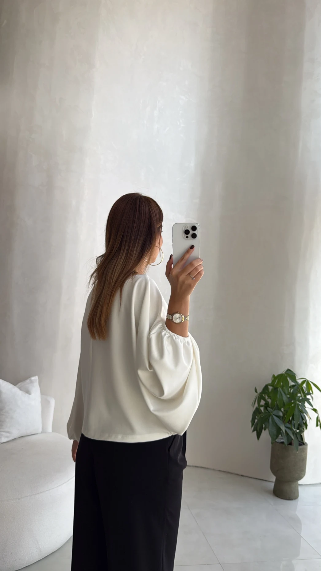 Yarasa Kol Oversize Bluz - Ekru - Kod: 1627