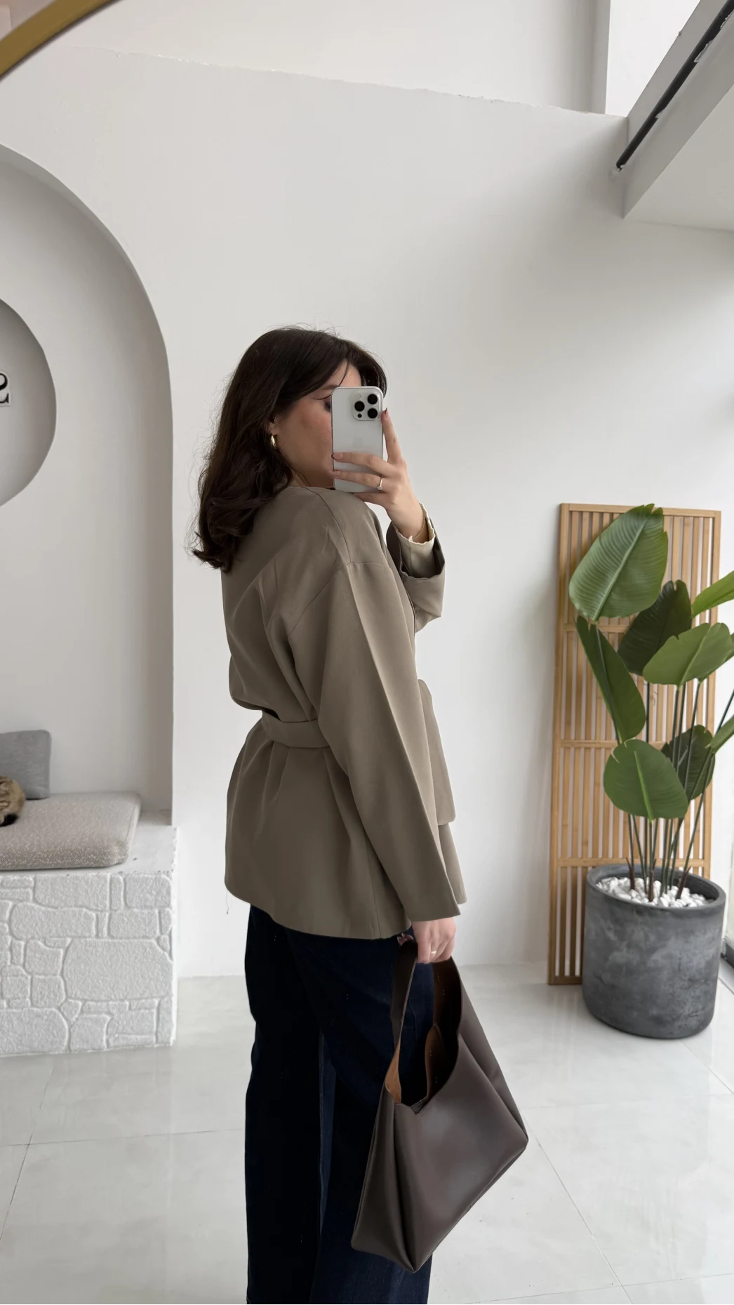 Yazzy Kemerli Kısa Trenç - Haki - Kod: 7672