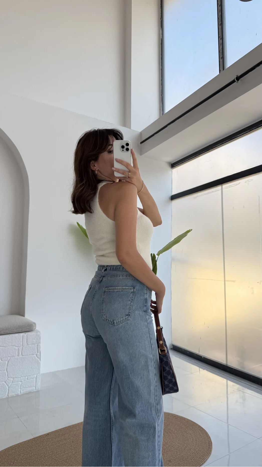 Yırtık Detay Mavi Yüksek Bel Denim Jean Pantolon - Kod: 1002