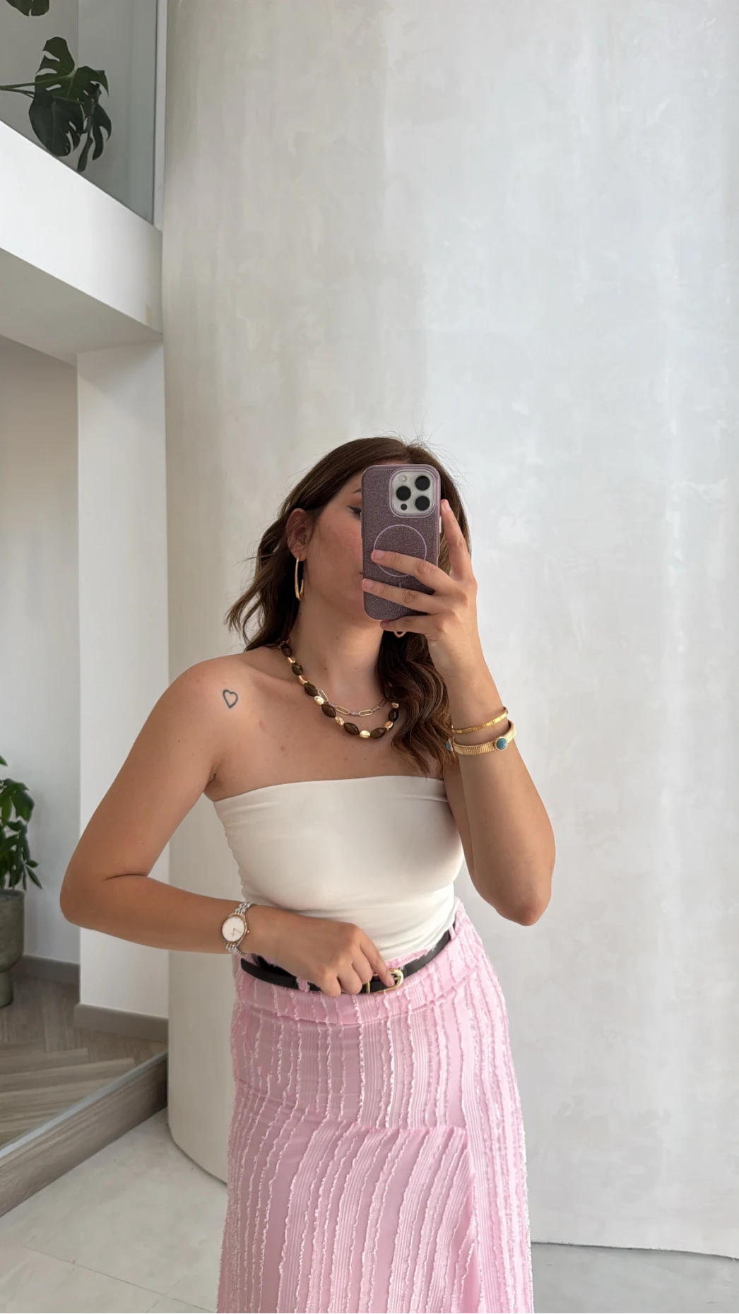 Yırtmaç Detay Straplez Göğüs Pedli Body - Beyaz