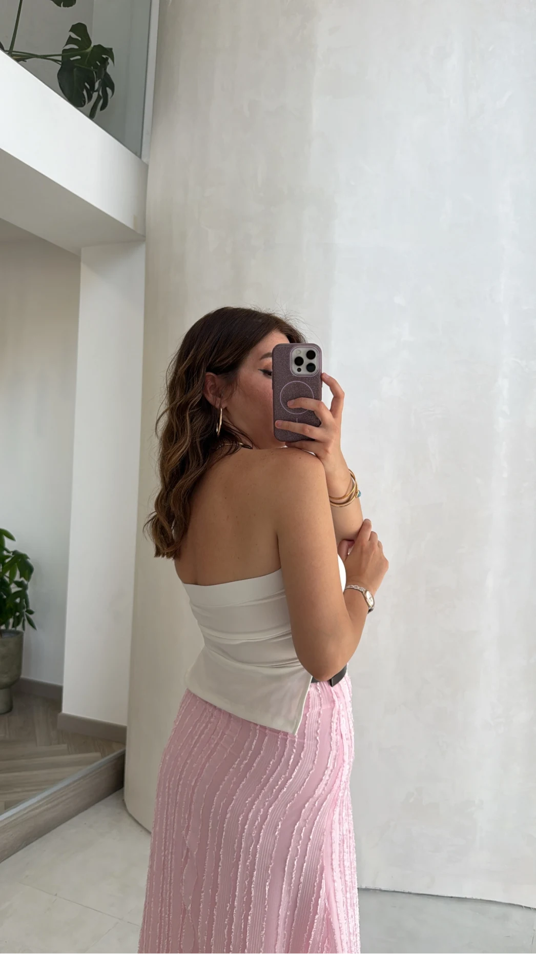 Yırtmaç Detay Straplez Göğüs Pedli Body - Beyaz