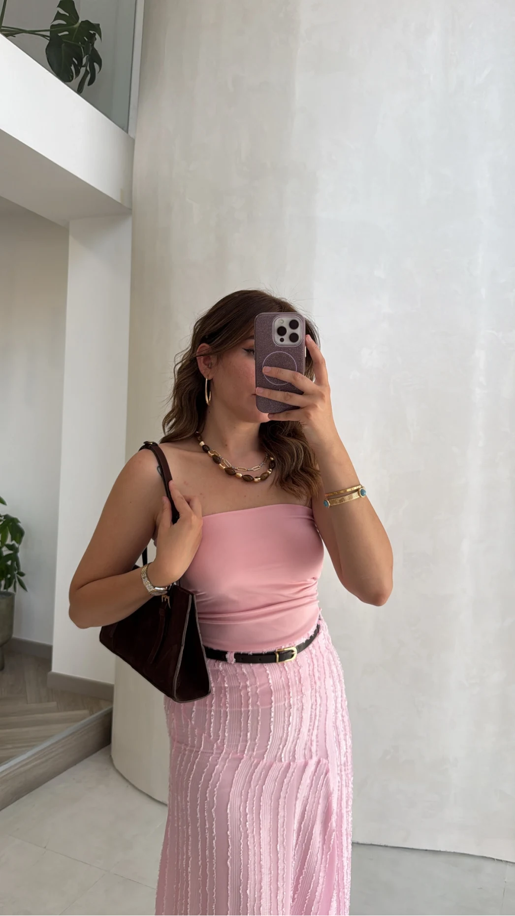 Yırtmaç Detay Straplez Göğüs Pedli Body - Pembe