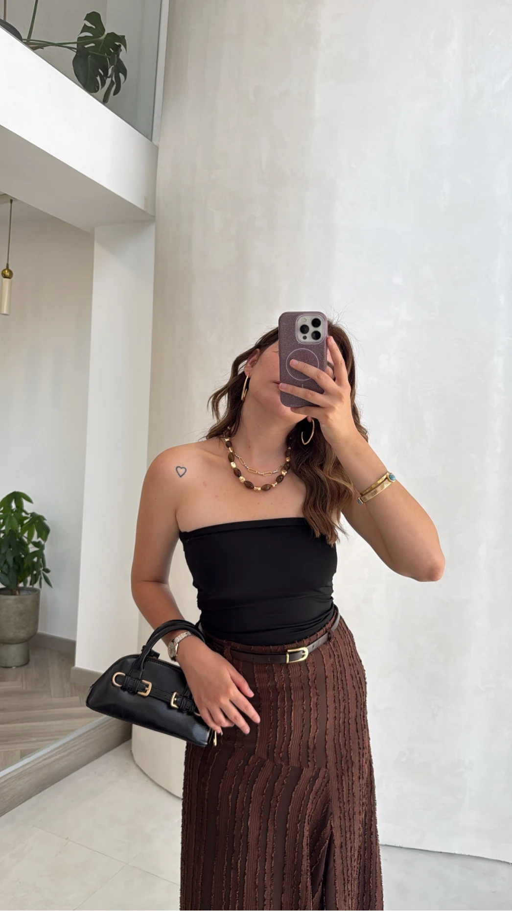 Yırtmaç Detay Straplez Göğüs Pedli Body - Siyah