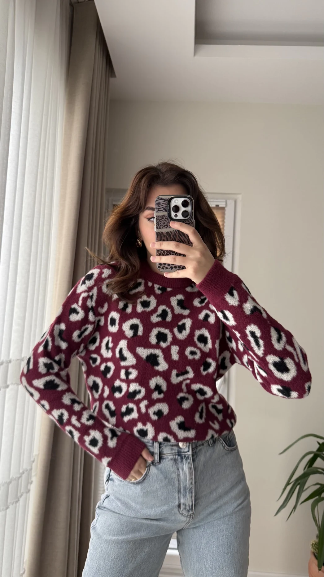 Yumoş Leopar Kazak Bordo