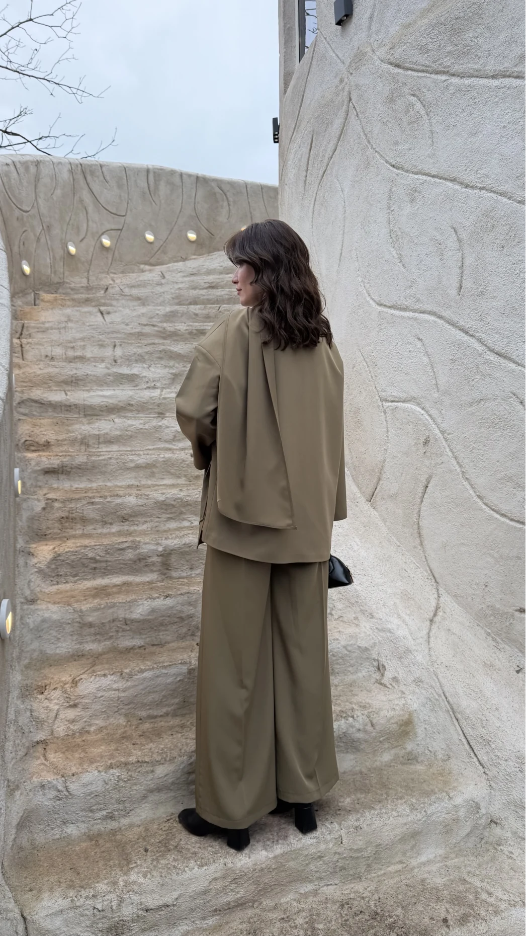 Yuna Fular Detay Bağcıklı Ceket Takım - Haki - Kod: 6003