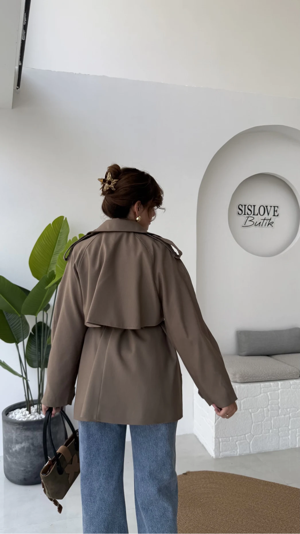 Zoya Deri İpli Kısa Trençkot - Haki Tonları - Kod: 7488