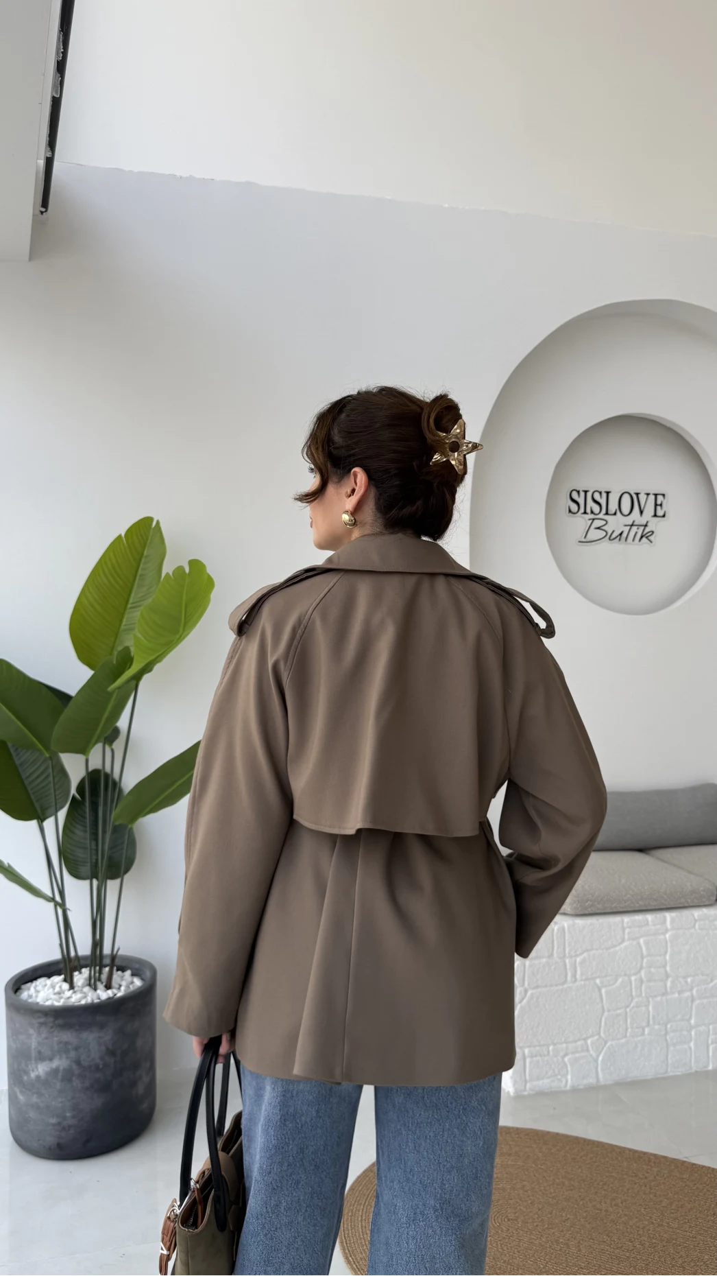 Zoya Deri İpli Kısa Trençkot - Haki Tonları - Kod: 7488