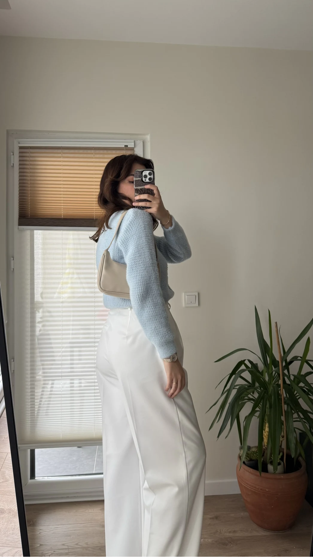 Zr Kumaş Palazzo Pantolon Beyaz