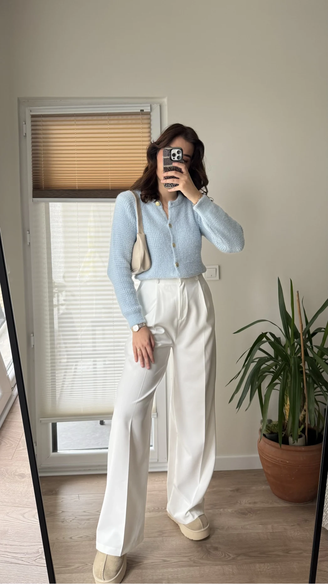 Zr Kumaş Palazzo Pantolon Beyaz