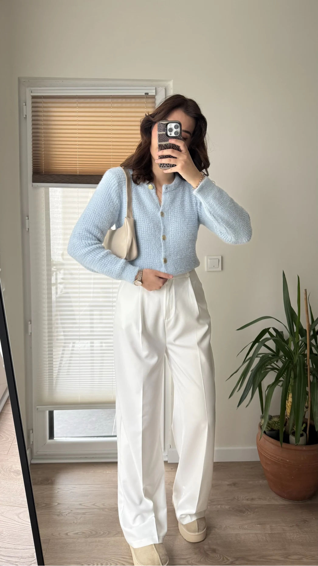 Zr Kumaş Palazzo Pantolon Beyaz