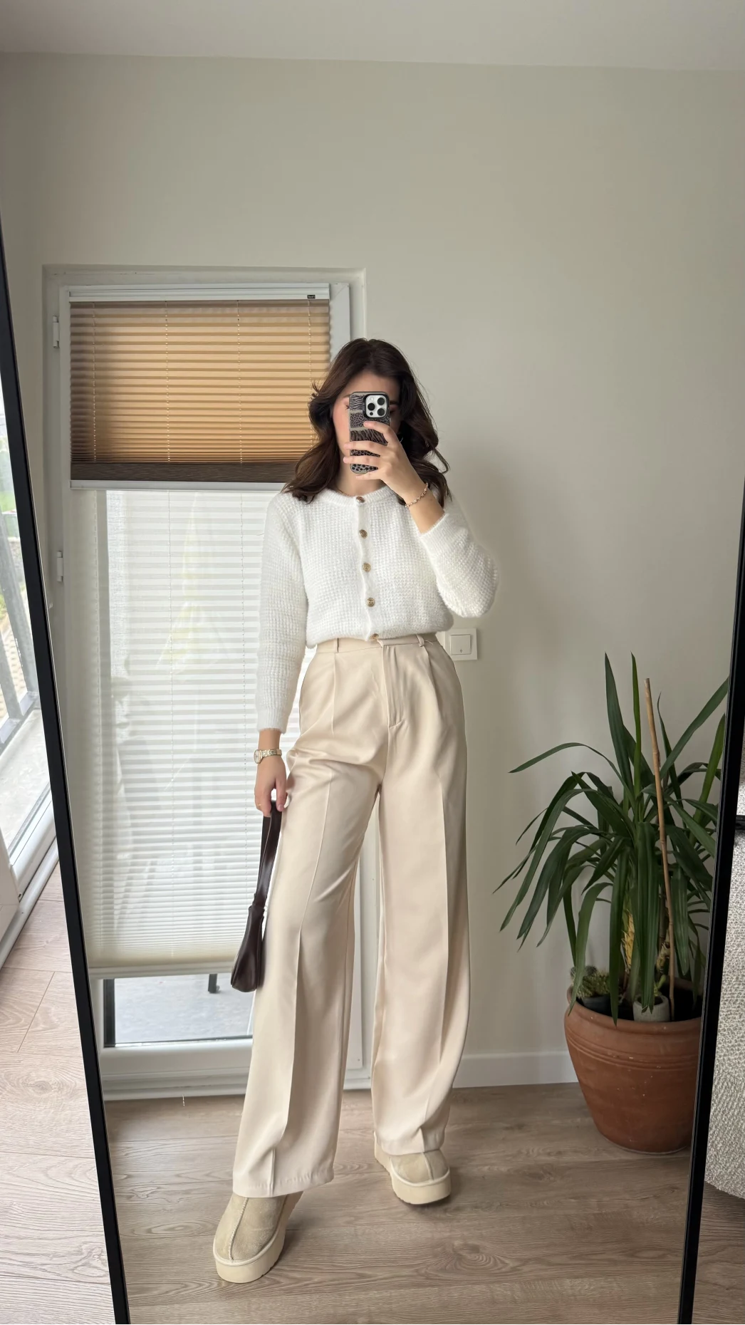 Zr Kumaş Palazzo Pantolon Krem