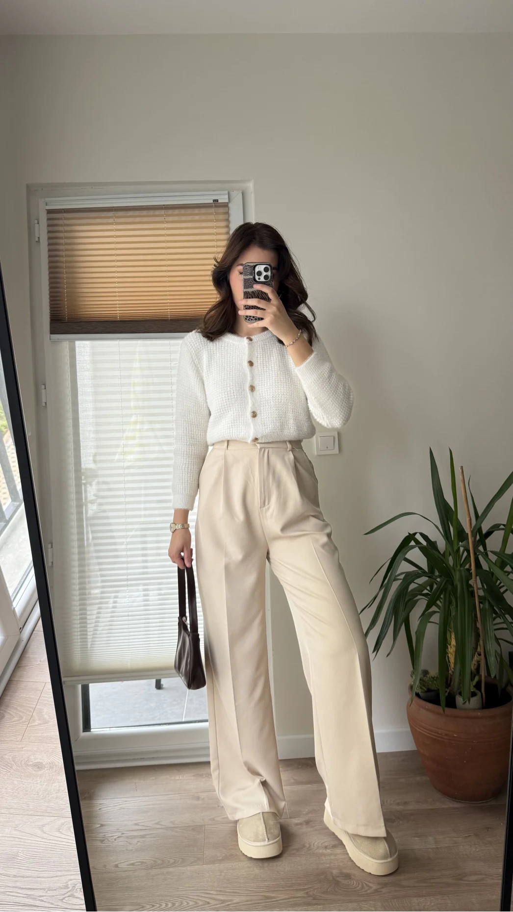 Zr Kumaş Palazzo Pantolon Krem