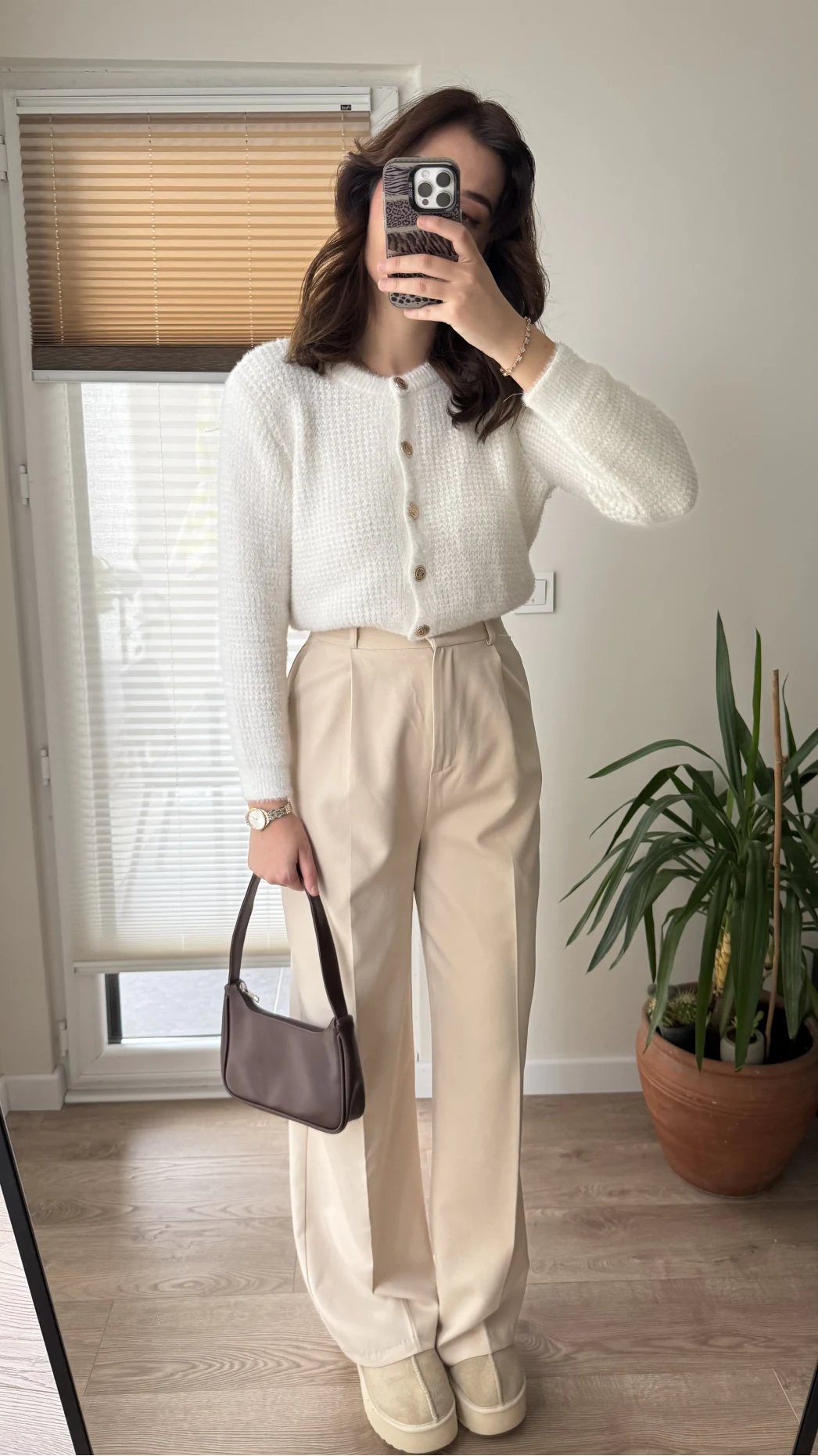 Zr Kumaş Palazzo Pantolon Krem