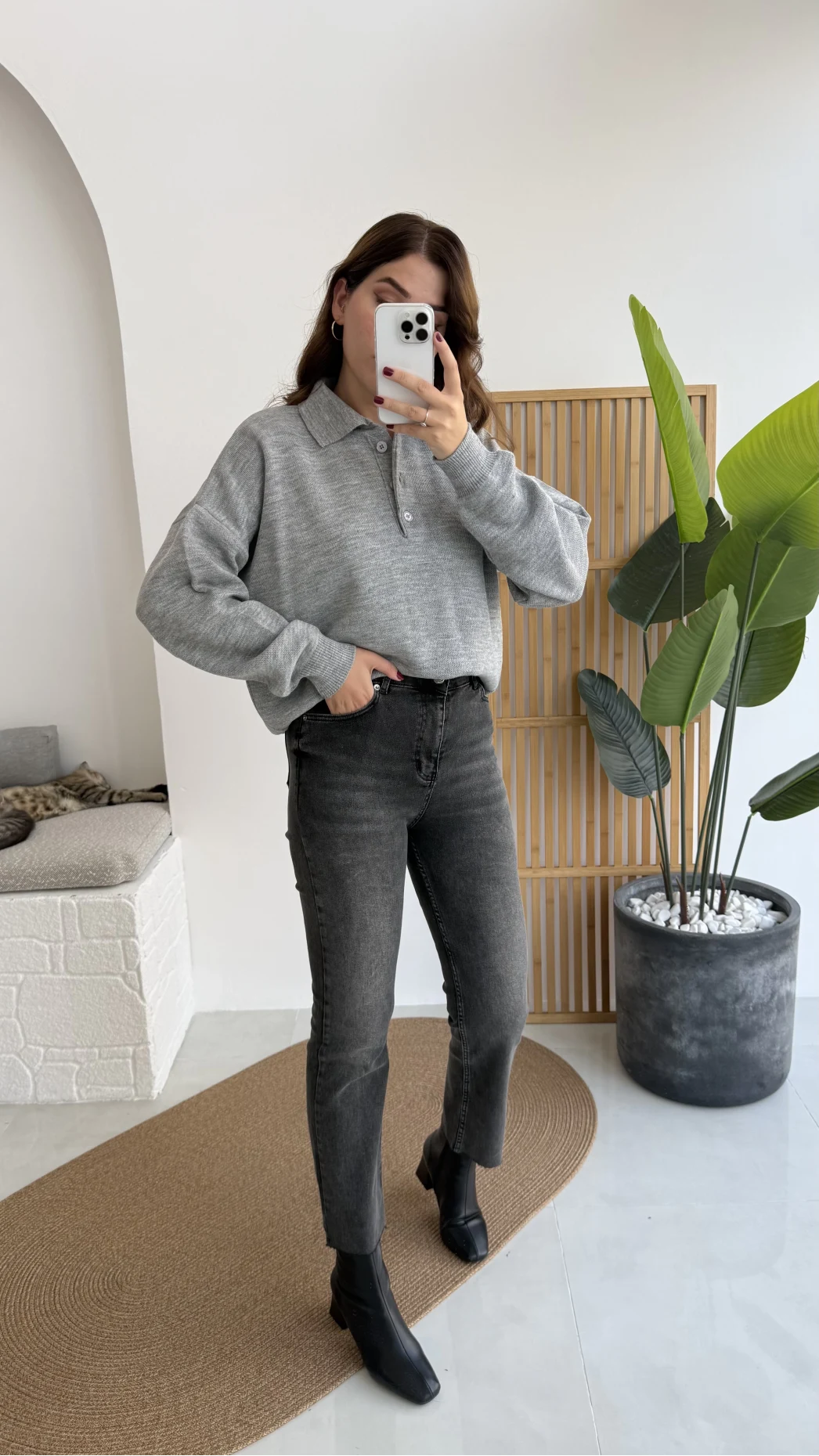 Meyla Antrasit Slim Fit Jean Pantolon