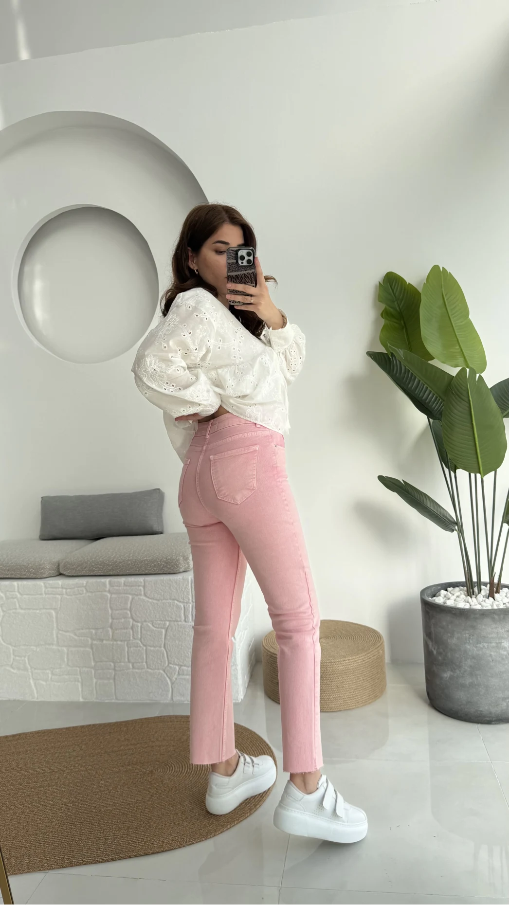 Meyla Pembe Slim Fit Jean Pantolon