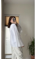 %100 Pamuk Ham Keten Kumaş Kimono Beyaz