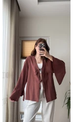 %100 Pamuk Ham Keten Kumaş Kimono Kiremit