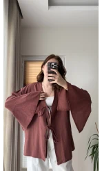 %100 Pamuk Ham Keten Kumaş Kimono Kiremit