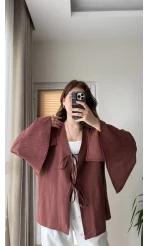 %100 Pamuk Ham Keten Kumaş Kimono Kiremit