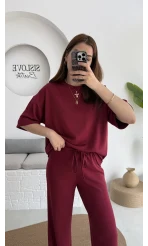 2 İplik Oys Kumaş Eşofman Takımı Bordo