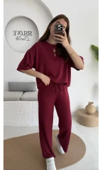 2 İplik Oys Kumaş Eşofman Takımı Bordo