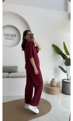 2 İplik Oys Kumaş Eşofman Takımı Bordo