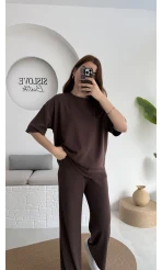 2 İplik Oys Kumaş Eşofman Takımı Kahve