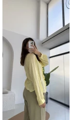 2118 - Aisha Uzun Kollu Fırfır Detay Gömlek - Sarı