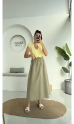 2119 - Julie Sıfır Kol Fırfırlı Gömlek - Sarı