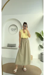 2119 - Julie Sıfır Kol Fırfırlı Gömlek - Sarı