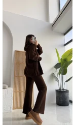 3 Parça Yumoş Takım - Kahverengi