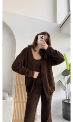 3 Parça Yumoş Takım - Kahverengi