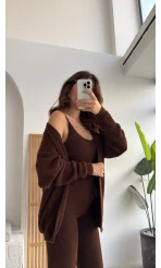 3 Parça Yumoş Takım - Kahverengi