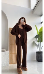 3 Parça Yumoş Takım - Kahverengi